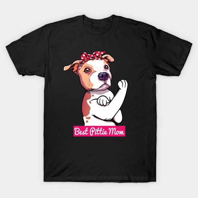 Retro Pitbull Dog Mom Cute Cartoon T-Shirt by USProudness